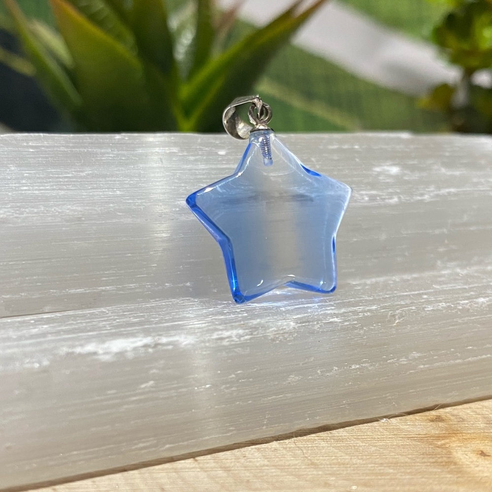 Silver Blue Star Crystals Pendant 🤩💙✨